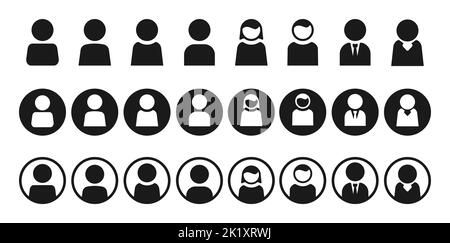 set di icone utente di siti web o app isolate su sfondo bianco, illustrazione vettoriale Illustrazione Vettoriale