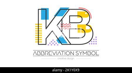 Lettere K e B. fusione di due lettere. Iniziali logo o simbolo di abbreviazione. Illustrazione vettoriale per il design creativo e le idee creative. Stile piatto. Illustrazione Vettoriale