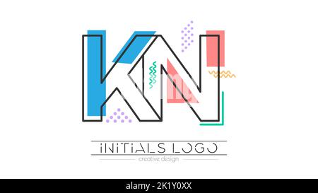 Lettere K e N. fusione di due lettere. Iniziali logo o simbolo di abbreviazione. Illustrazione vettoriale per il design creativo e le idee creative. Stile piatto. Illustrazione Vettoriale