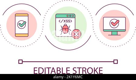 Bug software che rilevano l'icona del concetto di loop Illustrazione Vettoriale