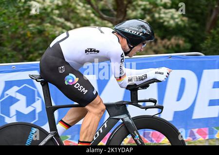 21st settembre 2022; Wollongong, Illawarra, Galles del Sud, Australia: UCI World Road Cycling Championships, Nikias Arndt di Germania durante la staffetta mista Team Time Trial Foto Stock