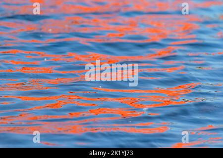 Riflessioni astratte sull'acqua del fiume. Foto Stock
