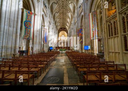 Modifica principale della Cattedrale di Winchester, Hampshire, Inghilterra, Regno Unito Foto Stock