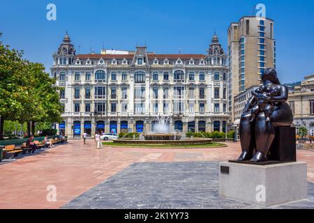 Vista sulla strada della città di Oviedo, Spagna Foto Stock