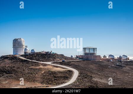 Una scheda descrittiva nel Parco Nazionale di Haleakala, Hawaii Foto Stock