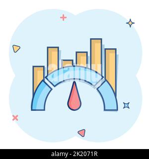 Misurare Benchmark icona in stile fumetto. Cruscotto vettore rating cartoon illustrazione in bianco sullo sfondo isolato. Corso business di servizi Nozione sp Illustrazione Vettoriale