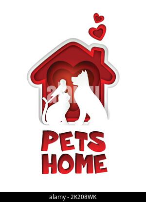 Animali domestici logo vettore carta taglio modello di disegno Illustrazione Vettoriale