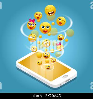 Cellulare emoji vettore realisticamente illustrazione Illustrazione Vettoriale