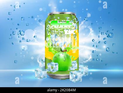 Apple tonic alluminio può vettoriale realistico mockup Illustrazione Vettoriale