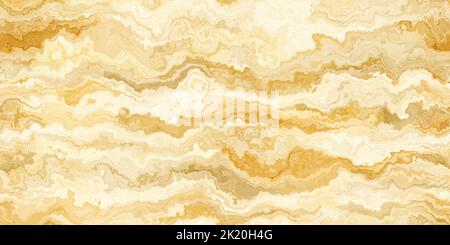 Senza cuciture astratto giallo dorato e arancione spiaggia o dune di sabbia deserto paesaggio pittura sfondo texture. Tileable dipinta a mano colline ondulate o mo Foto Stock