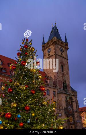 Praga durante il periodo natalizio, Repubblica Ceca Foto Stock