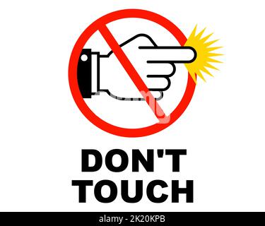 segnale di divieto di toccare un oggetto. non toccare l'icona. illustrazione vettoriale piatta. Illustrazione Vettoriale