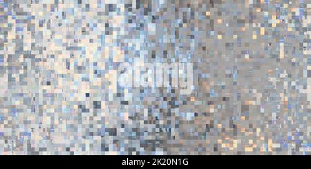 Lamina cromata olografica a iridescente in argento senza cuciture mosaico vaporwave struttura di fondo quadrata. Perlescent pastello arcobaleno prisma pixel effetto glitch pa Foto Stock
