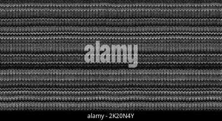 Tessuto di fondo in maglia di lana a strisce orizzontali senza cuciture. Pullover a maglia in scala di grigi monocromatico, sciarpa o intimo inverno Foto Stock