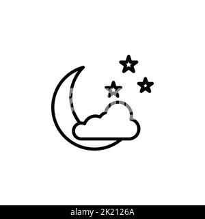 Luna, Notte, Moonlight, Midnight Thin Line icona Vector Illustration Logo Template. Adatto per molti scopi. Illustrazione Vettoriale