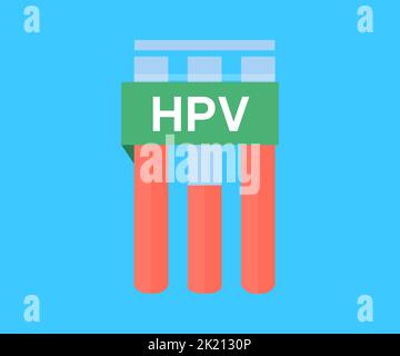 Papillomavirus umano, prevenzione HPV vaccinazione HPV per ridurre il rischio di infezione da virus o oncologia logo design. Concetto di assistenza sanitaria. Illustrazione Vettoriale