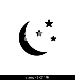 Luna, Notte, Moonlight, Midnight Thin Line icona Vector Illustration Logo Template. Adatto per molti scopi. Illustrazione Vettoriale