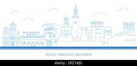 Contorno panorama della città di Veliko Tarnovo, Bulgaria - illustrazione vettoriale Illustrazione Vettoriale