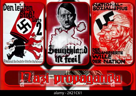 Poster di propaganda nazista stampati durante la seconda guerra mondiale Foto Stock