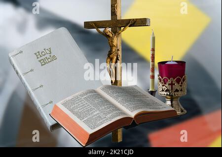 Simboli della religione cristiana cattolica Foto Stock