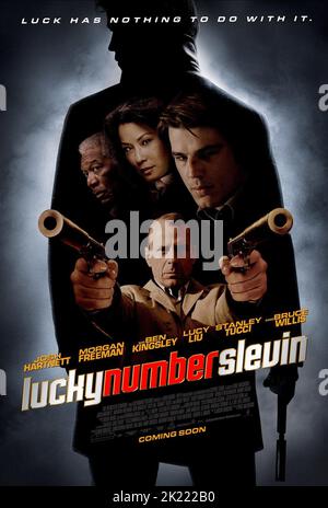 MORGAN FREEMAN, Lucy Liu, Josh Hartnett, Bruce Willis POSTER, numero fortunato SLEVIN, 2006 Foto Stock