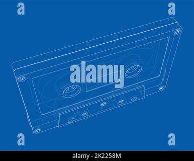 Nastro a cassetta. Rappresentazione vettoriale di 3D Illustrazione Vettoriale