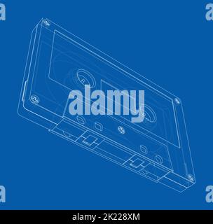 Nastro a cassetta. Rappresentazione vettoriale di 3D Illustrazione Vettoriale
