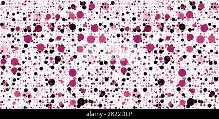 Vivace e fluido motivo Chaotic disco Bubble Polka Dot Circle in rosa caldo e bianco. Gorgogliabile e bambina ragazza rosa polkadots medicazione dopamina Foto Stock