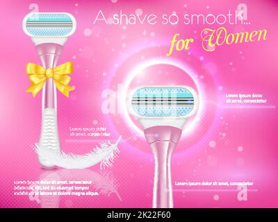 Rasatura di rasoi pubblicitari, immagini realistiche vettoriali Illustrazione Vettoriale