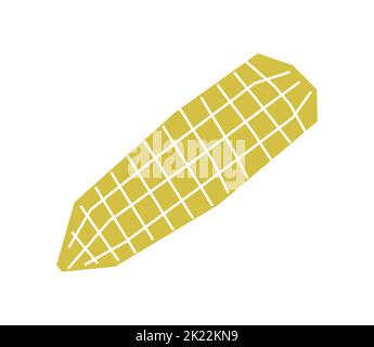 Illustrazione con isolamento vettoriale con elemento botanico - spiga di mais. Simbolo giallo dell'autunno - alimento naturale con i grani. Oggetto decorativo minimalista Illustrazione Vettoriale