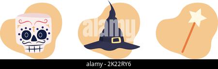 Preparazione per Halloween partito 2D vettore isolato illustrazioni set Illustrazione Vettoriale