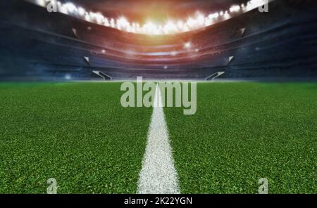 campo verde strutturato nello stadio di calcio. pronto per la partita Foto Stock