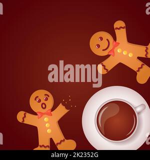 dolce gustoso pan di zenzero uomo e caffè la mattina di natale Illustrazione Vettoriale