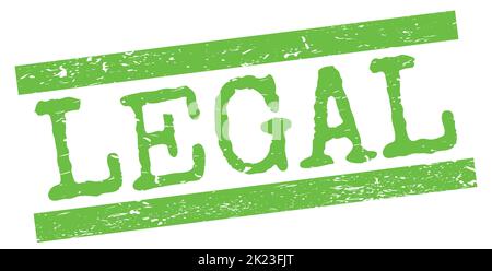 Testo LEGALE scritto su segno di timbro verde grungy lines. Foto Stock