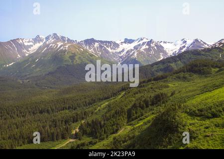 Vette innevate fotografate vicino Homer, Alaska. Homer è una città dell'Alaska di Stati Uniti d'America, situata nella Penisola del Kenai, nello stato federato del Jarsi. E' di 218 miglia (351 Foto Stock