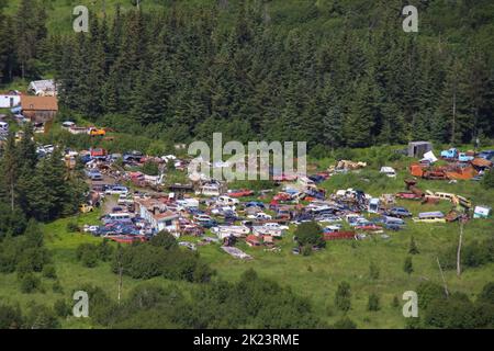 Vista aerea di Homer Alaska durante il trasporto aereo dal Parco Nazionale di Katmai a Homer, Alaska Foto Stock