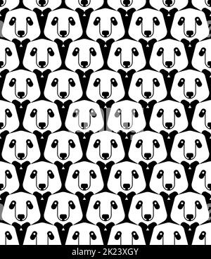 Motivo bianco e nero Panda senza cuciture. Pandas sfondo Illustrazione Vettoriale