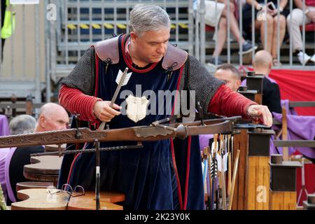 Italia, Sansepolcro (Arezzo), 11 settembre 2022 : Palio di Crossbow (Palio della balestra). Si tratta di un evento storico che si è tenuto continuamente Foto Stock