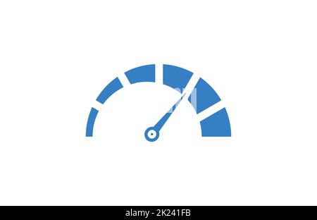 Icona blu isolata del misuratore di velocità su sfondo bianco. Illustrazione Vettoriale