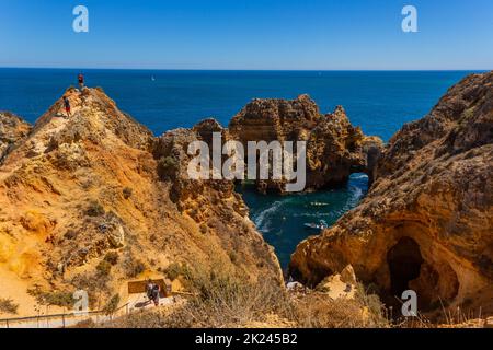 Ponta da Piedade a Lagos, Algarve, PORTOGALLO Foto Stock