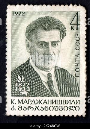 URSS - CIRCA 1972: Un francobollo stampato in URSS. Francobollo dell'Unione Sovietica. Francobollo dedicato a Kote Marjanishvili, isolamento francobollo sovietico Foto Stock