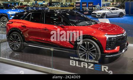 DETROIT, MI/USA - 15 SETTEMBRE 2022: Un SUV Chevrolet Blazer EV 2024 al North American International Detroit Auto Show (NAIAS). Foto Stock