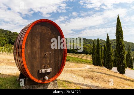 Botte di vino vicino Firenze, Toscana, Italia Foto Stock