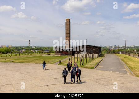 Majdanek; Lublino; Polonia - 25 maggio 2022: Campo di concentramento e sterminio di Majdanek (Konzentrationslager Lublino), vista del crematorio. Era un Naz Foto Stock