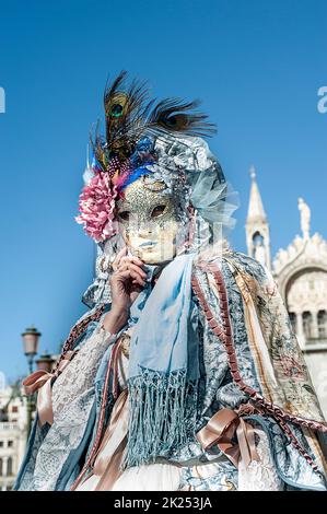 Venezia, Italia - Febbraio 23 2019: le maschere del carnevale di Venezia 2019 Foto Stock