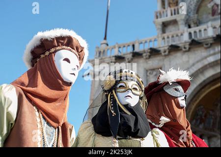 Venezia, Italia - Febbraio 23 2019: le maschere del carnevale di Venezia 2019 Foto Stock