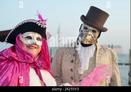 Venezia, Italia - Febbraio 21 2019: le maschere del carnevale di Venezia 2019 Foto Stock