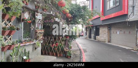 Jioufen Village, Taipei - Apr 24, 2022: Vista mozzafiato del villaggio di Jioufen, New Taipei City, Taiwan Foto Stock