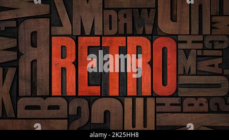 Retro Letterpress tipo legno blocchi di stampa - retro Foto Stock