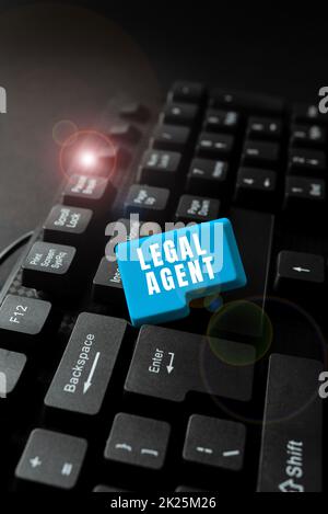 Cartello che mostra l'Agente concesso in licenza. Vetrina aziendale venditore autorizzato e accreditato di polizze assicurative impostazione di un nuovo sito Web Online Blog, digitando significativo contenuto Internet Foto Stock